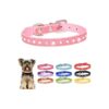 Attractive Pink Leather Dog Collar with Crystal Decorations for Small to Medium Breeds