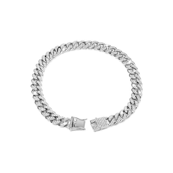 Attractive Silver Metal Chain Collar for Medium Size Dogs and Small Cats