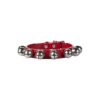 Auburn Red Leather Small Breed Dog Collar featuring Jingle Bell Pattern