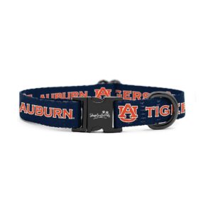 Auburndogs Officially Licensed Collars Medium Adjustable Fits All Pets Blue Stripes