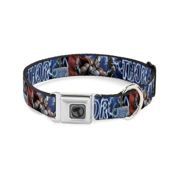 Authentic Marvel Seatbelt Buckle Collar for Medium to Large Dogs 9-15 Inches