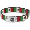 Authentic Mexico Flag Seatbelt Buckle Dog Collar for Medium to Large Breeds