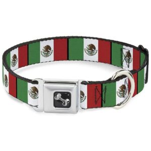 Authentic Mexico Flag Seatbelt Buckle Dog Collar for Medium to Large Breeds