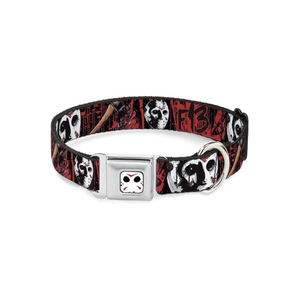 Authentic SeatBelt Buckle Dog Collar with Friday the 13th Jason Artwork