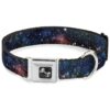 Authentic Seatbelt Buckle Dog Collar with Space Dust Collage Design 11-17 inches Neck