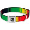 Authentic Seatbelt Buckle Dog Collar with Vibrant Rasta Artwork 9-15 Inches