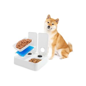 Automatic 2 Meal Cat and Dog Feeder for Wet and Dry Food with 48 Hour Timer and Ice Pack