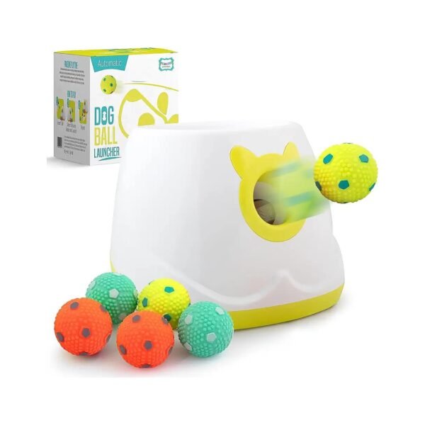 Automatic Ball Thrower for Small to Medium Dogs with 6 Latex Balls and 4 Launch Modes