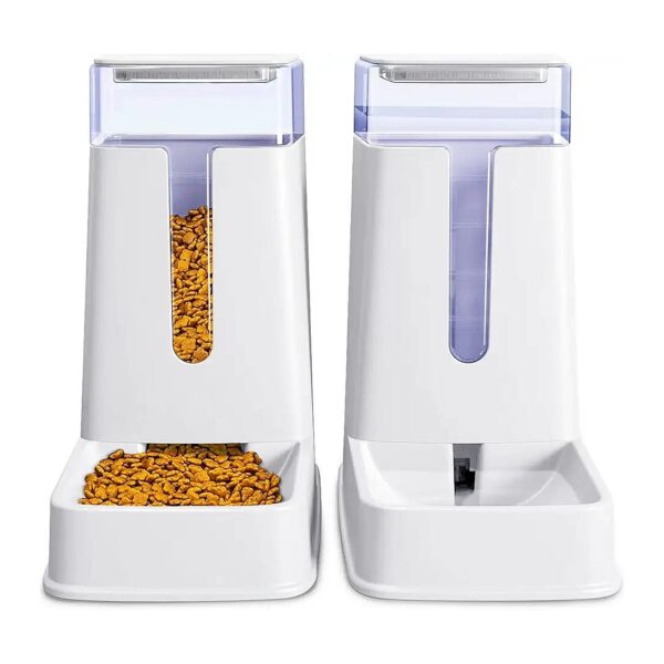 Automatic Cat Feeder and Water Dispenser Set for Small Medium Big Pets 1 Gallon Capacity