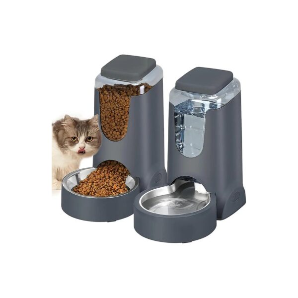 Automatic Cat Feeder and Water Dispenser for Small to Medium Pets 1 Gallon Capacity