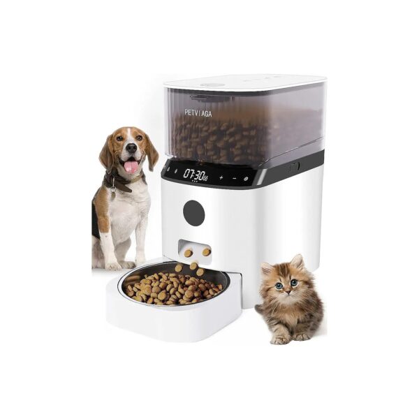 Automatic Cat and Dog Feeder with Timer, Large 5L Capacity and Stainless Steel Bowl