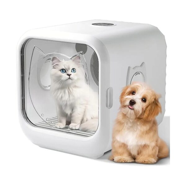 Automatic Pet Dryer with Adjustable Temp and Safe Drying Feature for Cats