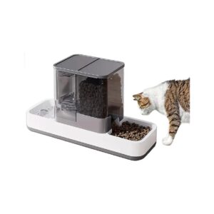 Automatic Pet Food and Water Dispenser for Cats, Dogs, and Small Animals, Grey Colour