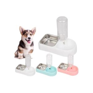 Automatic Water Bottle Pet Feeder for Small Dogs and Cats with Stainless Steel Bowl