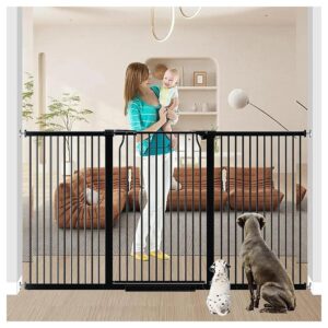 Baby Gate for Pets and Children, Extra-Tall, 5" Tall, Black Metal, Pressure Mounted