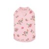 Baby Pink Rose Flower Patterned Crew Neck Pullover Dog Sweatshirt With Gathered Crew Neck