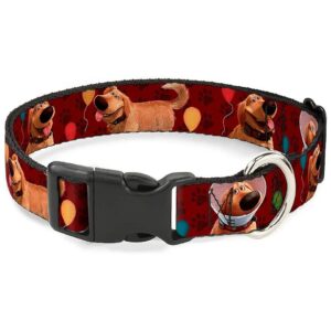 Balloons and Paw Print Patterned Plastic Dog Collar with Large Size and Buckle Closure