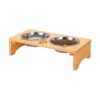 Bamboo Dog Food Stand with Raised Food and Water Bowls for Large Breed Dogs and Cats