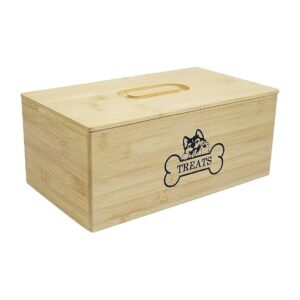 Bamboo Farmhouse Dog Food Box with 4 Compartments for Easy Treat Storage and Sifting