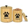 Bamboo Pet Treat Container Set of 2 for Kitchen Countertop Storage