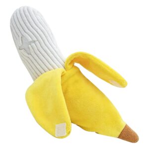 Banana Shaped Interactive Toy for Curious Dogs with Squeaker and Hide Treat Feature