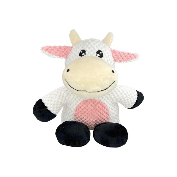 Barnyard Cow Plush Toy with Bright Squeaker and Machine Washable Design