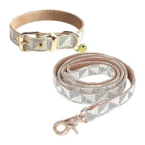 Basic Leather Dog Collar and Leash with Metal Buckle for SmallMedium Large Dogs