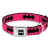 Bat Signal 3 Fuchsia Black Fuchsia Dog Collar 11 to 17 Inches Wide