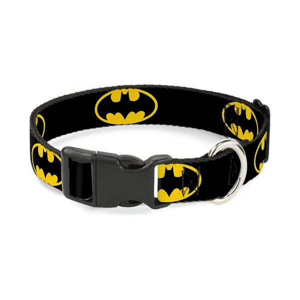 Batman Shield Black Yellow Plastic Collar for Dogs 15 to 26 Inches Long