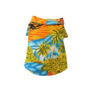 Beach Inspired Coconut Tree Printed Dog Shirt in Yellow Medium Size for Comfortable Wear