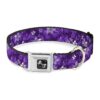 Beautiful Hibiscus Collage Purple Shades Dog Collar with Adjustable Fit, 1" Wide