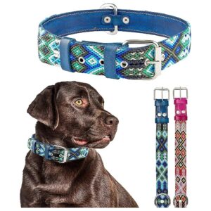 Beautiful Leather Dog Collar with Adjustable Design for Medium and Large Dogs