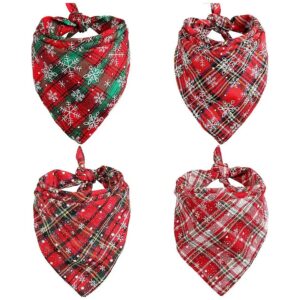 Beautiful Plaid Snowflake Pet Bandana Triangle Scarf Bib for Small Dogs and Cats