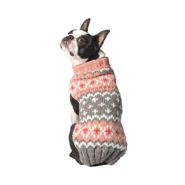 Beautiful Rose Fair Isle Patterned Wool Sweater for Medium Dog