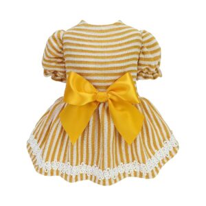 Beautiful Yellow Striped Dog Dress for Small Dogs Girl and Cats Large