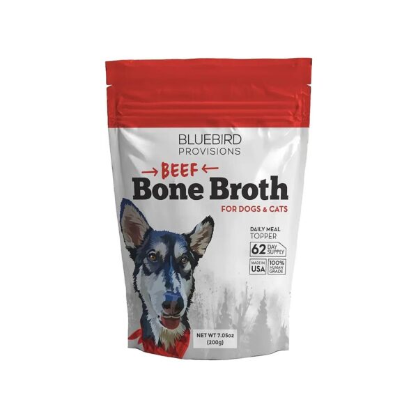 Beef Broth for Cats and Dogs - 1 oz Pack of Dehydrated Dog Food Topper for Any Life Stage