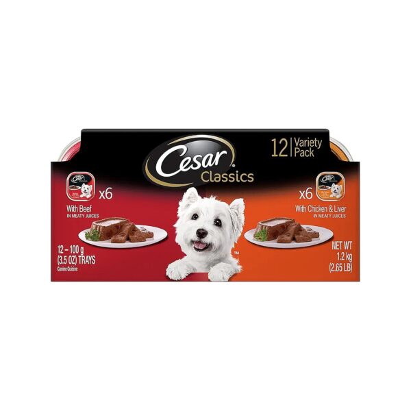 Beef, Chicken, and Liver Dog Food Variety Pack for Adult Canines