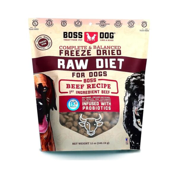 Beef Raw Diet Freeze Dried Food for Dogs with Probiotics for All Life Stages