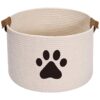 Beige-Color Woven Rope Storage Basket for Dog Toys and Accessories