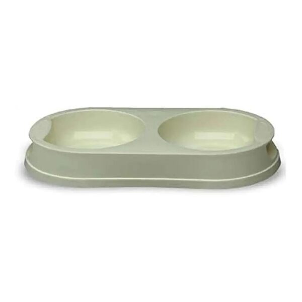 Beige Double Pet Dish for Small and Medium Breed Cats