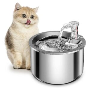 Best Cat and Dog Water Fountain with Stainless Steel Inside and Triple Filtration System