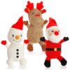 Best Christmas Gift for Dogs Stuffed Santa Reindeer Snowman Plush Squeaky Toys