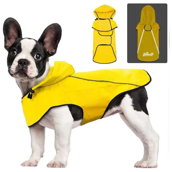 BiPawTi Waterproof Dog Raincoat for Small Breeds with Reflective Strips and Leash Hole