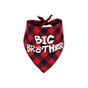 Big Brother Dog Bandana Red Buffalo Plaid Pet Pregnancy Announcement Decoration