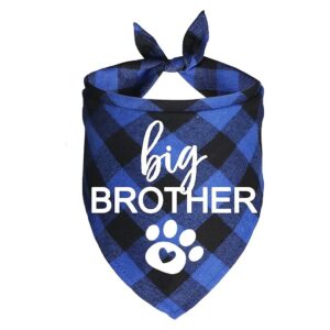 Big Brother Pattern Pregnancy Announcement Dog Bandanas for Small and Medium Dogs Blue