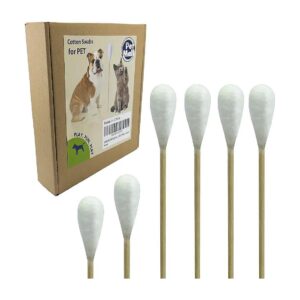 Big Cotton Buds for Dog Ear Cleaning with Long Handled Wooden Swabs for Easy Reach