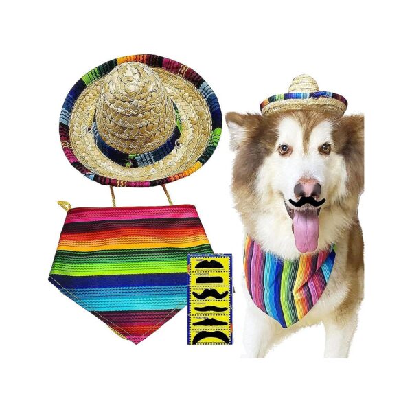 Big Size Mexican Dog Costume with Mustache Decoration and Bandana