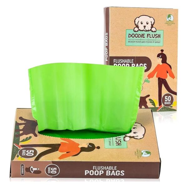 Biodegradable Doggie Poop Bags with Easy Flush and Compost Option for a Cleaner Planet