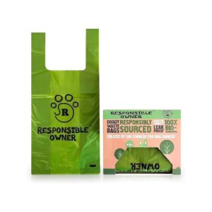 Biodegradable Earth Green Dog Waste Bags 80 Count with Easy Tie Handles for Outdoor Use