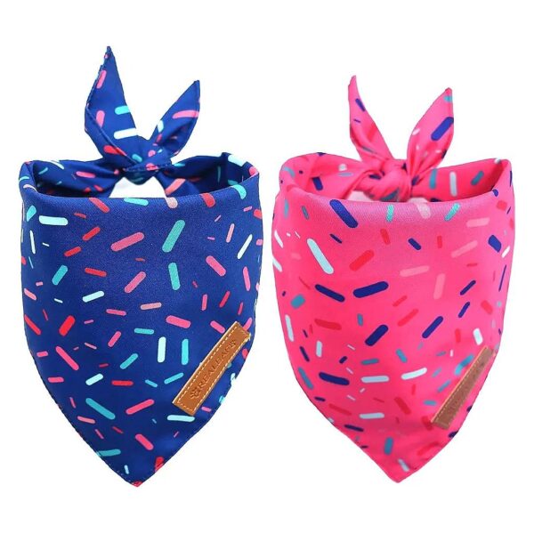 Birthday Dog Bandana 2 Pack with Reversible Design for Boy and Girl